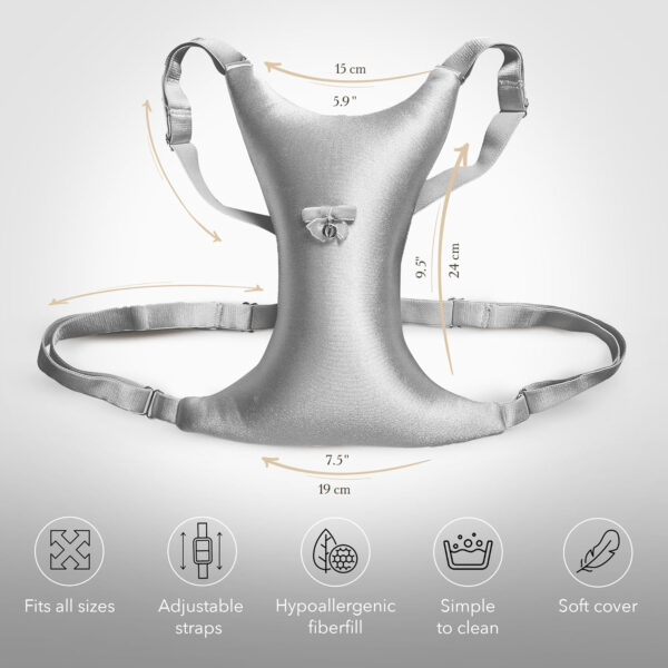 Intimia Breast Pillow for Chest Wrinkles and Side Sleeping – Chest Pillow for Wrinkle Prevention and Breast Support (Silver)