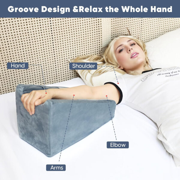 Arm Elevation Pillow Arm Wedge Pillows for Adults Arm Support Pillow with Pocket for Post Surgery Elbow Arm Rest Pillow with Removable Pillow for Sleeping(Grey)