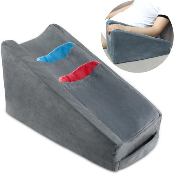 Arm Elevation Pillow Arm Wedge Pillows for Adults Arm Support Pillow with Pocket for Post Surgery Elbow Arm Rest Pillow with Removable Pillow for Sleeping(Grey)