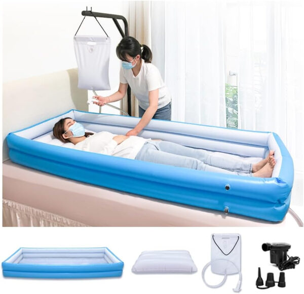 Medical Inflatable Bathtub Portable Shower for Elderly and Disabled Bed Bathing Aids Blow Up Bathtub Adult Bedridden Patients Full Body Bed Shower Inflatable Tub Home Care Handicap Bed Accessories
