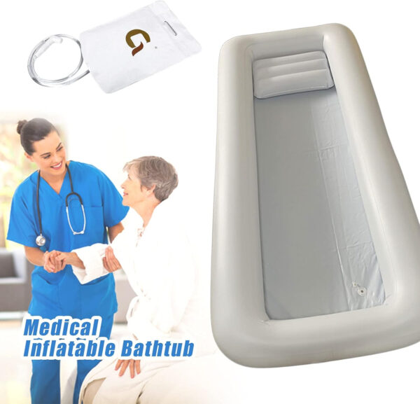 Medical Inflatable Bathtub Shower Bath Basin Kit, PVC Portable Bathtub with Electric Air Pump, Water Bag,Air Pillow for Elderly, Disabled, Bedridden Patients, Seniors, Handicapped, Pregnant