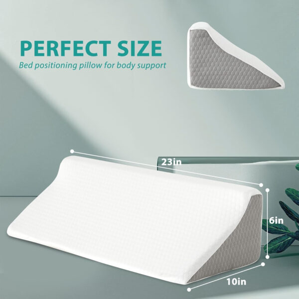 Wedge Pillow for Side Sleeping, Comfort Foam Back Pillow for Side Sleeper, Bed Wedges & Body Positioners for After Surgery, Pregnancy Support, Back Pain, Preventing Bedsores, White/Grey