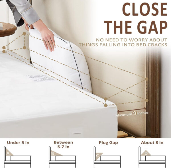Homemate King Size（76″x10″x6″） Bed Wedge Pillow for Headboard – Bed Gap Filler(0-8″) – Triangle Bloster Pillow Wedge – White