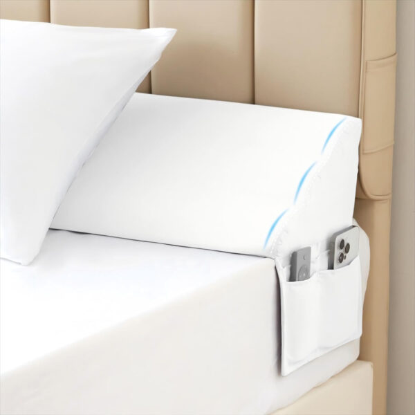 King Bed Wedge Pillow for Headboard, Bed Gap Filler, Triangle Pillow Wedge for Headboard Gap, Bolster Pillows for Beds, Anti-Slip Mattress Wedge Gap Filler, 76″×10″×6″, White