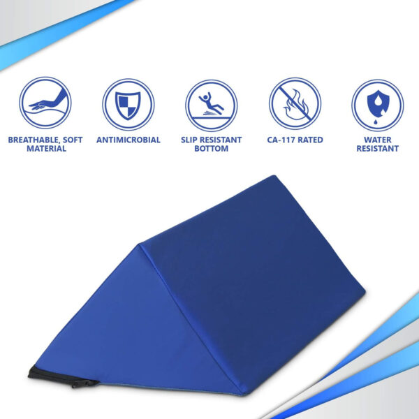 NYOrtho Positioning Wedge 45° – Bed Wedge Pillow for Pressure Relief & Alignment – Side Sleeping Support for Elderly, Coccyx, Hip & Spine Stability, Wipeable Non-Slip Cover – 17x8x8 in