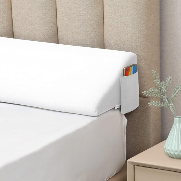 Vekkia King Bed Wedge Pillow for Headboard Gap/Bed Gap Filler/Mattress Wedge to Fill 0-6″ Gap Between Headboard and Mattress (White 76″x10″x6″)