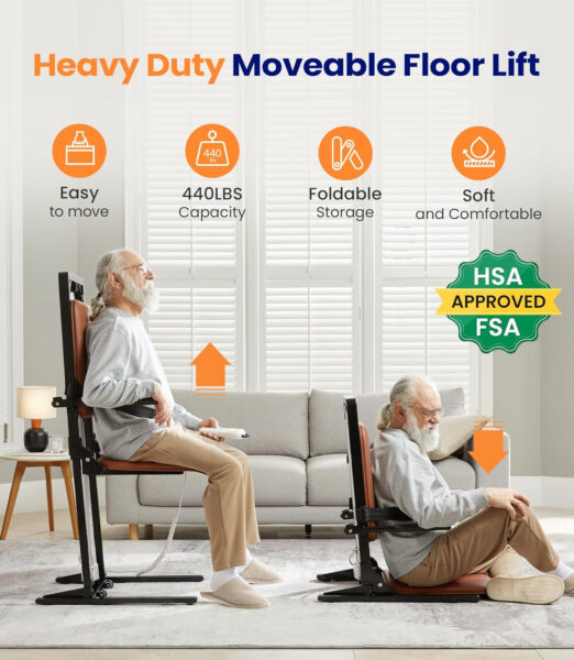 MAIDeSITe Electric Floor Lift, Stand Up Independently from Floor, Support Up to 440 LBS for Home/Care Center, Lift Elderly from Floor, FSA HSA Eligible, AX05