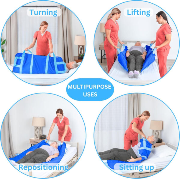 EYRA Positioning Bed Pads for Elderly, Positioning Bed Pad with Reinforced Handles 48×40, Slide Sheets for Moving Patients, Bed Positioning Pad Designed for Turning, Lifting & Sliding Elderly