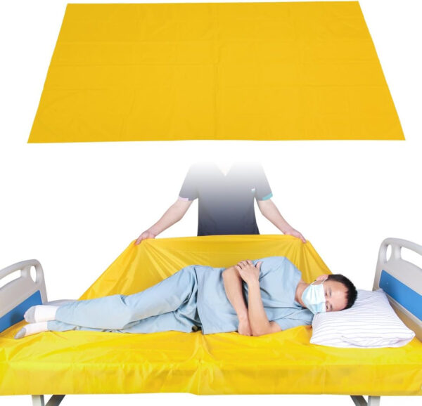 Patient Transfer Slide Sheet Transfer Draw Sheet for Patient in-Bed Transfer and Repositioning Easy Apply and Use (Yellow-Flat 56 * 78 Inches)