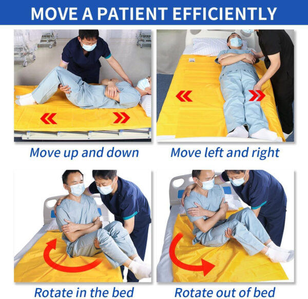 Patient Transfer Slide Sheet Transfer Draw Sheet for Patient in-Bed Transfer and Repositioning Easy Apply and Use (Yellow-Flat 56 * 78 Inches)