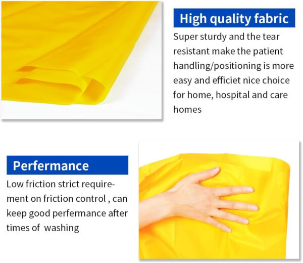 Patient Transfer Slide Sheet Transfer Draw Sheet for Patient in-Bed Transfer and Repositioning Easy Apply and Use (Yellow-Flat 56 * 78 Inches)