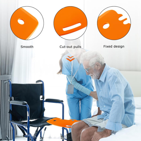 LOSCHEN Slide Transfer Board, Slide Assist Device for Transferring or Seniors from Wheelchair to Bed, Toilet, Tub, Car – Slide Board with Fixing Ports Weight Capacity 440 lbs