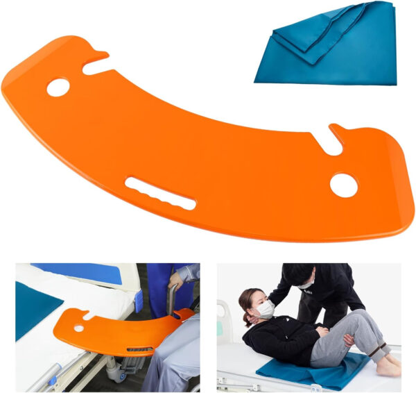LOSCHEN Slide Transfer Board with Tubular Slide Sheet(24″x16″), Seniors Transfer from Wheelchair to Bed, Toilet, Tub, Car, Slide Assist Device for Transferring, Weight Capacity 440 lbs（Orange）