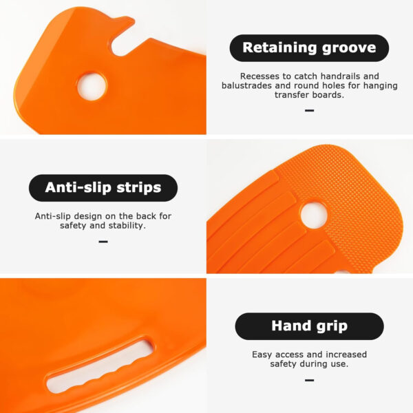 LOSCHEN Slide Transfer Board with Tubular Slide Sheet(24″x16″), Seniors Transfer from Wheelchair to Bed, Toilet, Tub, Car, Slide Assist Device for Transferring, Weight Capacity 440 lbs（Orange）