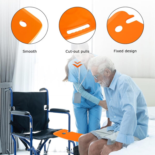 LOSCHEN Slide Transfer Board with Tubular Slide Sheet(24″x16″), Seniors Transfer from Wheelchair to Bed, Toilet, Tub, Car, Slide Assist Device for Transferring, Weight Capacity 440 lbs（Orange）