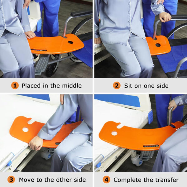 LOSCHEN Slide Transfer Board with Tubular Slide Sheet(24″x16″), Seniors Transfer from Wheelchair to Bed, Toilet, Tub, Car, Slide Assist Device for Transferring, Weight Capacity 440 lbs（Orange）