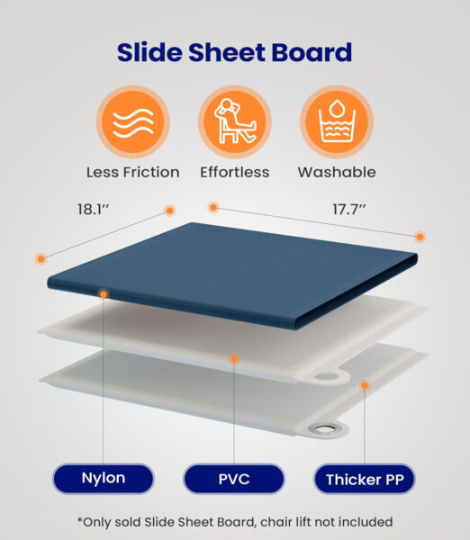 Maidesite Slide Sheet Board for Chair Lift, Tubular Slider Sheets, Positioning Patient Transfer Device, Assisting Seniors in Chair Lift & Moving into Bathtubs, AY01