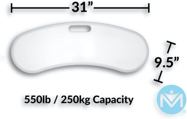 MedCo Technology Premium Seated Transfer Board, Friction-Reducing High Density Plastic, Soft Edges, Anti-Slip Pads, Curved with Transport Handle. Perfect for Bed, Wheelchair, Toileting, and More