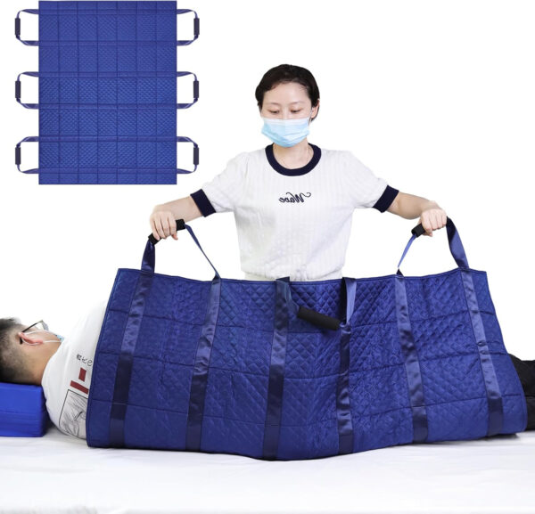 Multipurpose Positioning Bed Pad with Reinforced Handles Reusable & Washable Transfer Sheets for Turning, Lifting & Repositioning for elderly Hospital Bed Moving Sheets Transfer board（47×35in）