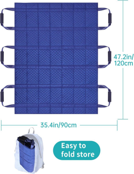 Multipurpose Positioning Bed Pad with Reinforced Handles Reusable & Washable Transfer Sheets for Turning, Lifting & Repositioning for elderly Hospital Bed Moving Sheets Transfer board（47×35in）