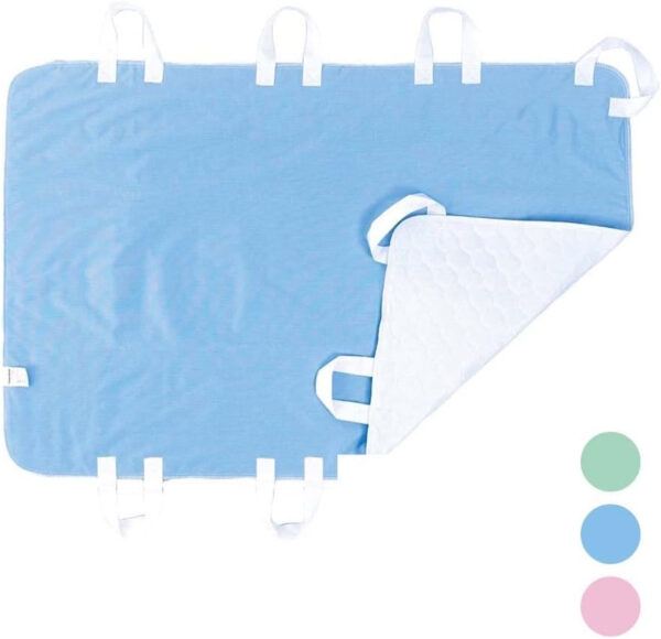 Pawertech 34×52 Positioning Pad with 8 Handles, Bed Transfer, for Turning Lifting Repositioning, Waterproof Washable Reusable (Blue)