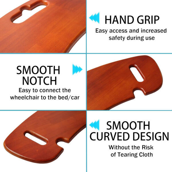 Transfer Board, 31″ Heavy Duty Wooden Slide Board for Patient, Elderly, Disabled, Supports 440 Pounds for Transferring to Wheelchair, Chair, Bed, Toilet, Car
