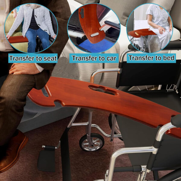 Transfer Board, 31″ Heavy Duty Wooden Slide Board for Patient, Elderly, Disabled, Supports 440 Pounds for Transferring to Wheelchair, Chair, Bed, Toilet, Car