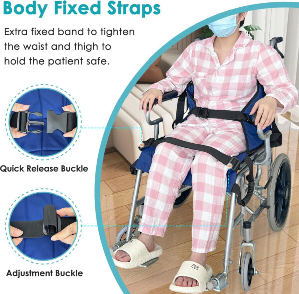 Patient Lift Transfer Belt from Bed to Wheelchair Stair Transfer Emergency Evacuation Chair Pad Safety Medical Lifting Sling Slide Board Transferring for Elderly, Disabled, Adults (Blue – 4 Handles)