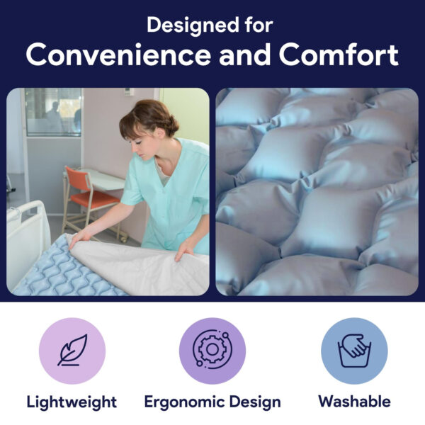 Alternating Air Pressure Mattress Topper – Hospital Bed Bubble Pad Cushion – Bed Sore Prevention and Pressure Ulcer Relief – Lightweight, Washable Mattress Overlay with Quiet Electric Air Pump