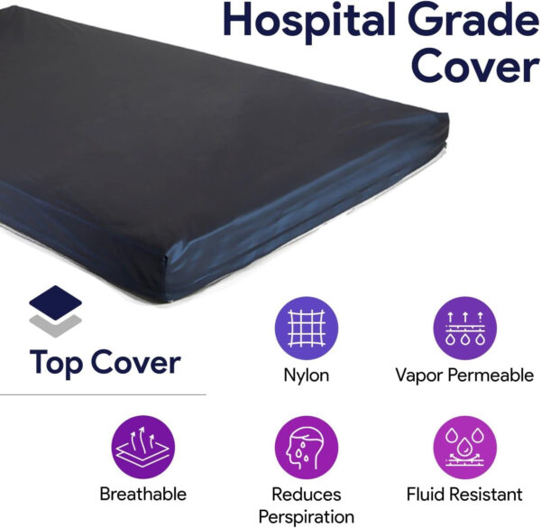 Memory Foam Hospital Bed Mattress for Pressure Redistribution, Raised Rails – 36″ x 80″ x 6″ x 3″ Rails – Multi-Tiered Memory Foam – Moderate to High Bed Sore Treatment Mattresses