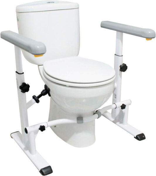 KMINA – Toilet Safety Rails for Seniors (330 lbs), Frame with Arms, Adjustable Height and Width, Grab Bars