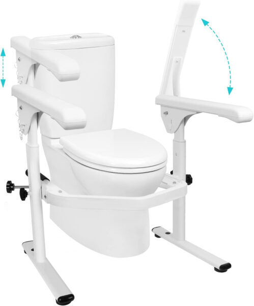 Toilet Safety Rails for Elderly (520 lbs), Toilet Rails for Elderly Free Standing Adjustable Height Width, Heavy Duty Toilet Safety Frame with Arms, Handicap Toilet Seat for Christmas