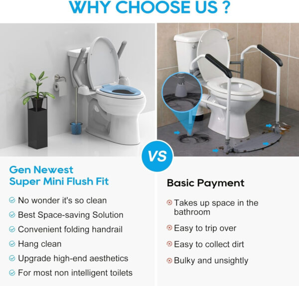 Toilet Safety Rails for Seniors (500 lbs), Handicap Toilet Rails with Foldable Handles, Toilet Assist Rails, Toilet Rails for Seniors, Heavy Duty Toilet Safety Frames Rails with Arms