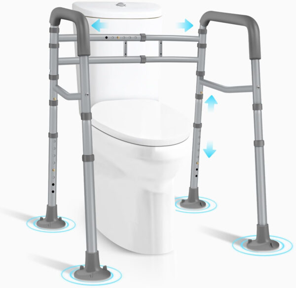 Toilet Safety Rails – Heavy-Duty Adjustable Support Rails for Seniors and Disabled – Fits Any Toilet, Easy Installation, Foldable Design (300 LB)