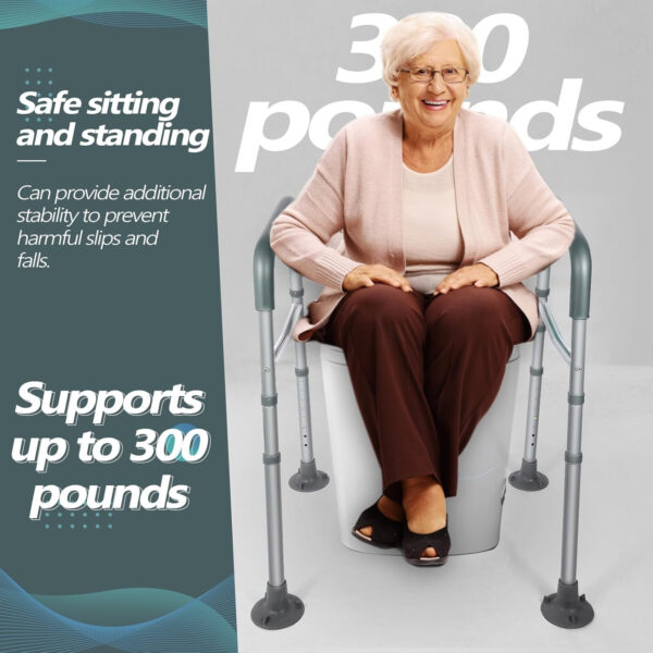 Toilet Safety Rails – Heavy-Duty Adjustable Support Rails for Seniors and Disabled – Fits Any Toilet, Easy Installation, Foldable Design (300 LB)