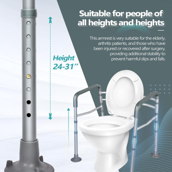 Toilet Safety Rails – Heavy-Duty Adjustable Support Rails for Seniors and Disabled – Fits Any Toilet, Easy Installation, Foldable Design (300 LB)