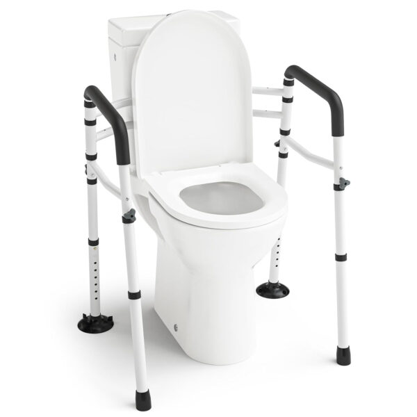 WAYES Toilet Safety Rails – Toilet Arms for Elderly, Fit for Most Toilet, Up to 300 Lbs, Adjustable Height & Width