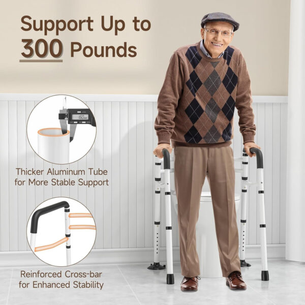 WAYES Toilet Safety Rails – Toilet Arms for Elderly, Fit for Most Toilet, Up to 300 Lbs, Adjustable Height & Width