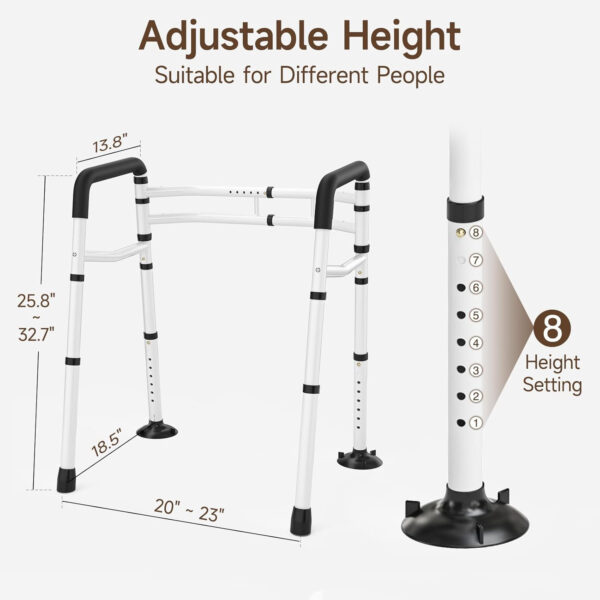 WAYES Toilet Safety Rails – Toilet Arms for Elderly, Fit for Most Toilet, Up to 300 Lbs, Adjustable Height & Width