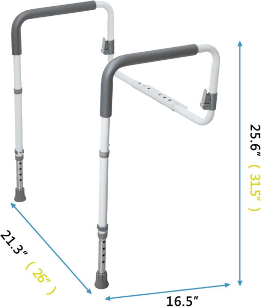 Toilet Safety Rails for Elderly Adults – Adjustable Bathroom Toilet Safety Frame with Handles – Stand Alone Toilet Grab Bar for Senior, Handicap & Disabled,Fits Most Toilets, White, TRX-8002