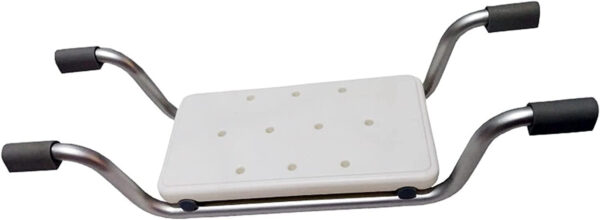 Krisy Bath Bench, Heavy Duty Shower Stool Aluminium Adjustable Length Bathroom Seat Suitable for Bathtubs with an Opening Width of 23-29 Inches, Plastic Bathtub Seat for Elderly, Upto 260Ib Weight