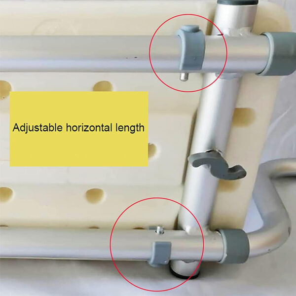 Krisy Bath Bench, Heavy Duty Shower Stool Aluminium Adjustable Length Bathroom Seat Suitable for Bathtubs with an Opening Width of 23-29 Inches, Plastic Bathtub Seat for Elderly, Upto 260Ib Weight
