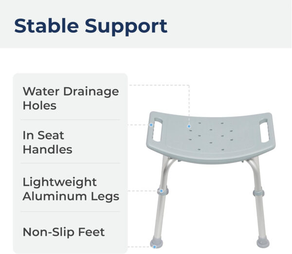 Drive Medical RTL12203KDR Shower Chair, Adjustable Shower Stool with Suction Feet, Shower Seat for Inside Tub, Bathroom Bench, 300 LB Weight Capacity