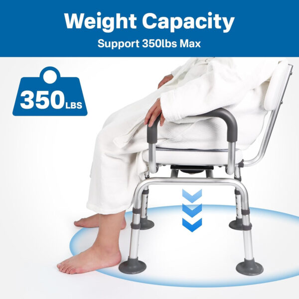 Eosprim 360° Swivel Shower Chair for Bathtub, Adjustable Swivel Seat with Padded Back and Arms, Swivel Shower Chair for Inside Shower, Shower Chair Swivel seat for Seniors & Handicap