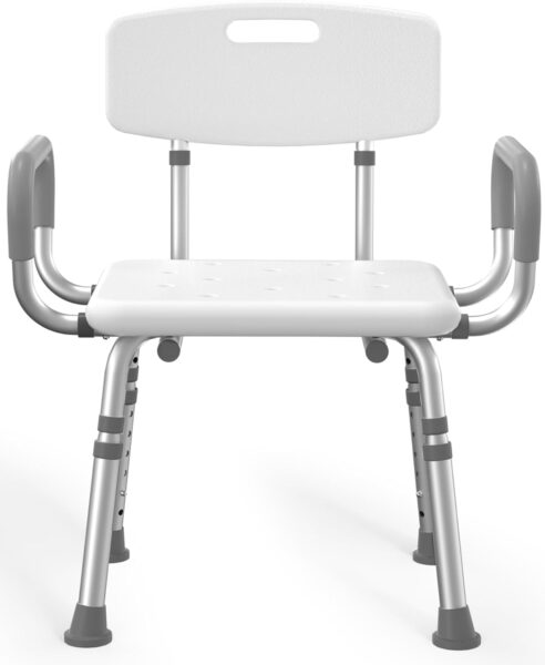 Shower Chair for Inside Shower with Arms and Back, FSA/HSA Eligible 500 lbs Heavy Duty Shower Seat for Bathtub, Height Adjustable Safety Bath Seat for Elderly, Adults, Handicap and Disabled