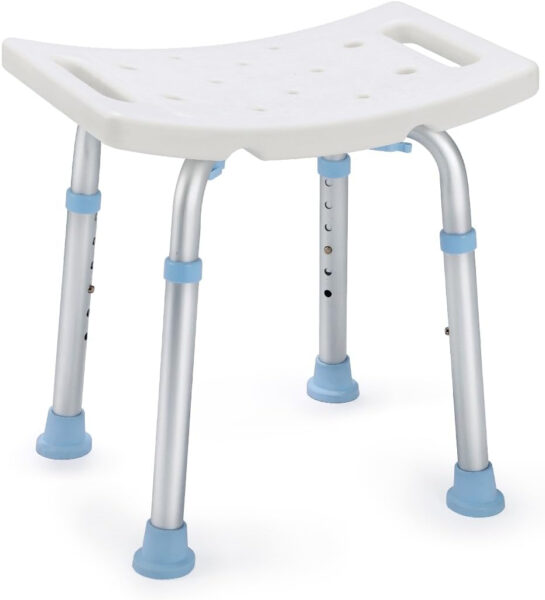 OasisSpace Shower Chair, Adjustable Bath Stool Chair for Inside Shower – Tool Free Anti-Slip Bench Bathtub Stool Seat with Durable Aluminum Legs for Elderly, Senior, Handicap & Disabled