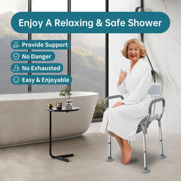 Eosprim 4In1 Heavy Duty Bedside Commode Toilet Chair for Seniors, Raised Toilet Seat Riser with Handles Arms, Portable Potty Shower Chair, Toilet Safety Rails Frame for Elderly Handicap Adult
