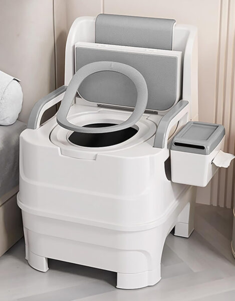 Bedside Commode, Portable Toilet for Foldable Armrests, 15″-17″ Seat Width Safety Commode Toilet for Elderly and Disabled, Height Adjustable Bedside Commodes for Seniors