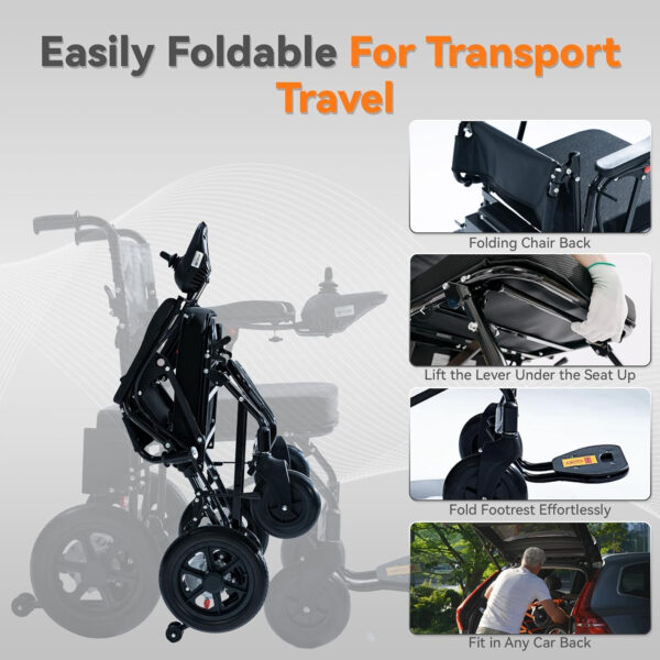 Lightweight Electric Wheelchairs for Adults,Motorized Wheelchair Power Portable Wheelchair,500W Motor Airline Approved Silver