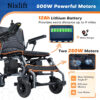 Electric Wheelchair for Seniors & Adults, Lightweight & Foldable, Dual Motor All-Terrain Power Wheelchair, One-Click Mute Function, Airline Approved, Portable Mobility Solution - Image 7